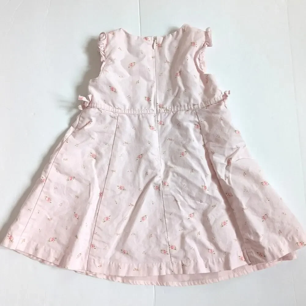 Vtg Gymboree Dress Baby Girls Sz 12-18m Pink Floral Rosebud 2002